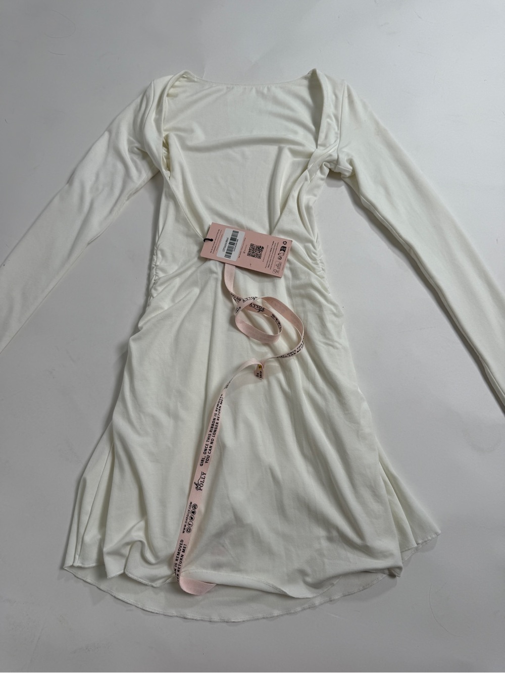 Oh Polly white long sleeve open back mini Dress with tag